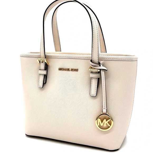 Michael Kors Jet Set Travel Extra-Small Top-Zip Tote Bag White/Gold (NWT) - Picture 1 of 12